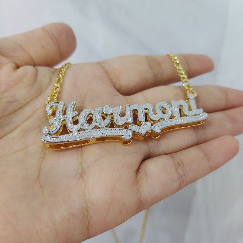 DODOAI Collana personalizzata Doppia placcata in oro con targhetta 3D Collana personalizzata Collana girocollo con pietra portafortuna in diamante_voghion.com