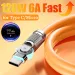 Type C mobiele telefoonkabels 6A 120W supersnelle oplader Micro USB-datakabel 180 graden draaibaar met licht, anti-breuk_voghion.com