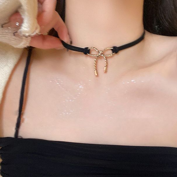 Black bow choker necklace necklace female summer light luxury niche neck accessories sweet cool hot girl style neck strap_voghion.com