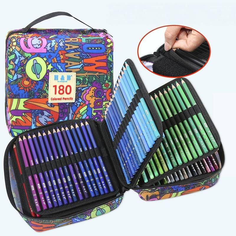 H&B 180-Color Oil-Based Colored Pencils Set For Drawing, Sketching & Coloring – Premium Wooden Art Supplies For Artists & Beginners​_voghion.com
