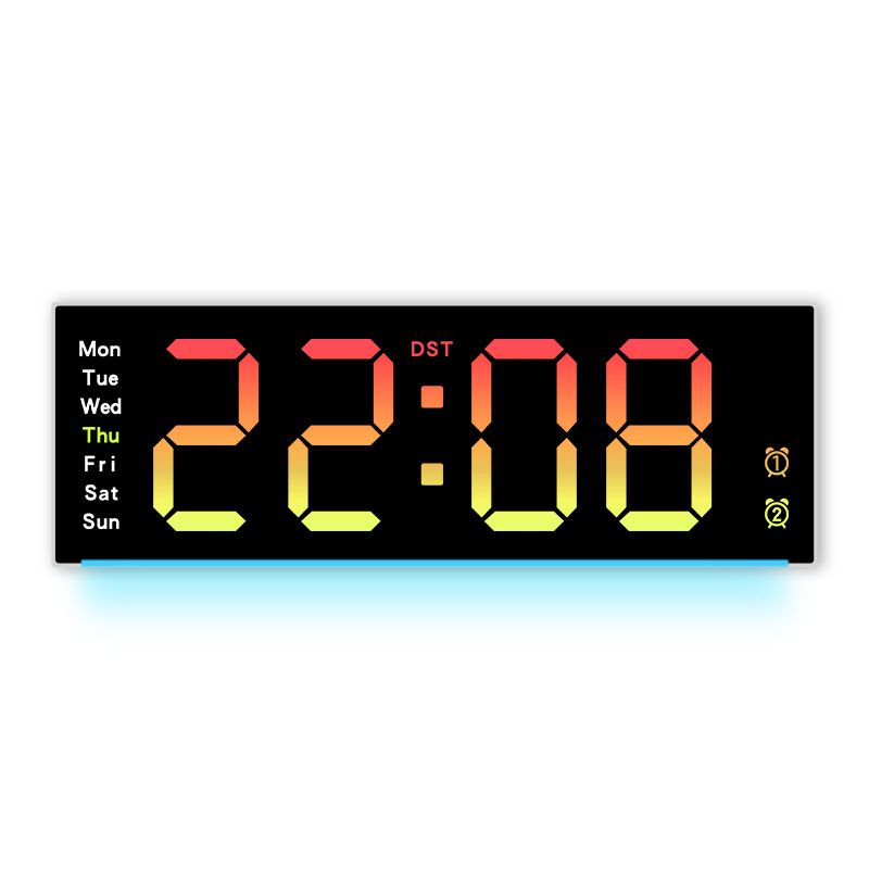 New Creative Wall Simple Large Screen LED Living Room Unique Atmosphere Light Multifunctional Clock 6691R_voghion.com