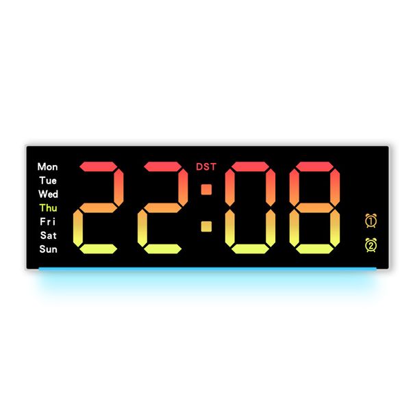 New Creative Wall Simple Large Screen LED Living Room Unique Atmosphere Light Multifunctional Clock 6691R_voghion.com