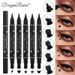 Dual-Ended Star Stamp Eyeliner Pen - Waterproof, Ideal For Beginners, With Heart & Plum Blossom Stamps For Corner & End Of Eye Accents_voghion.com