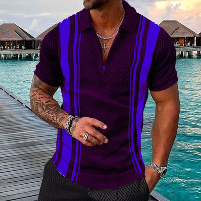 2023 Mode für Herren, lässiges, neuartiges 3D-gedrucktes Polo-T-Shirt, kariertes T-Shirt, Mode_voghion.com
