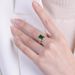 Anello da donna in tormalina verde quadrata naturale, in argento sterling di lusso intarsiato con smeraldo e smeraldo, apertura regolabile_voghion.com