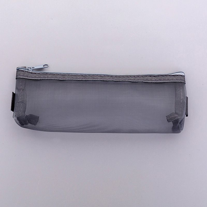 Enkel gennemsigtig mesh blyantpose opbevaringstaske studerende eksamen bærbar blyantpose stor kapacitet papirvarer taske engros_voghion.com
