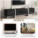 ON-TREND White & Black Contemporary Rectangle Design TV Stand, Unique Style TV Console Table For TVs Up To 80'', Modern TV Cabinet With High Glo_voghion.com
