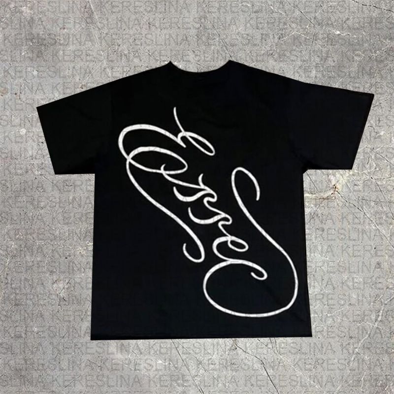 Herenkleding Nieuwe High Street Retro Oude Zomer Bedrukte Letter Bedrukt T-shirt met Korte Mouwen Voor Mannen En Vrouwen Trendy Losse Top Met Halflange Mouwen_voghion.com