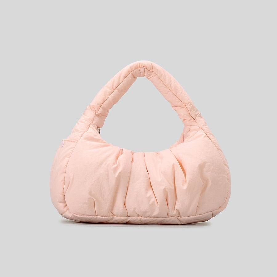 Women's Bag Simple And Lightweight Niche Crescent Shoulder Bag Nylon Cloth Padded Cloud Armpit Bag Pleated Large Capacity Handbag_voghion.com