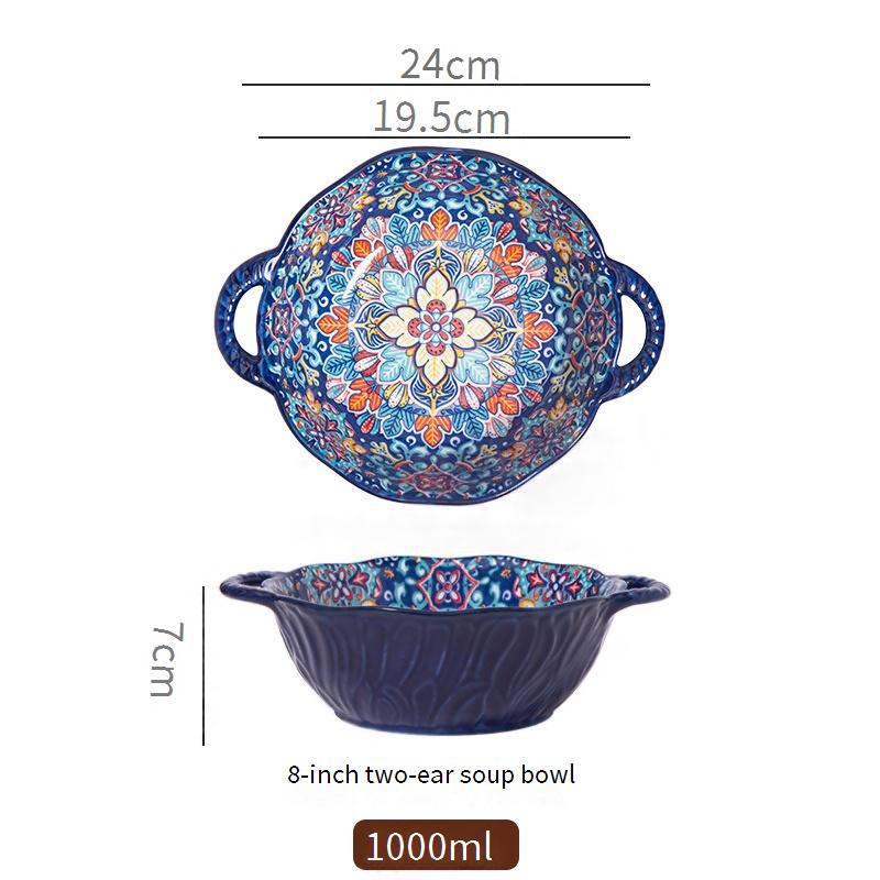 Keramik-Suppenschüssel im Bohemian-Stil mit Griffen – große Servierschüssel für Ramen, Salat und Pasta, mikrowellengeeignet_voghion.com