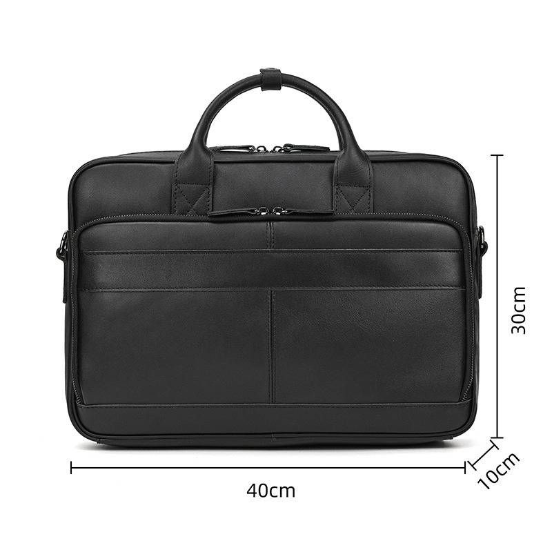Men's Bags Briefcases Genuine Leather Briefcase 16 Inches Men's Business Handbag Commuter Shoulder Messenger Bag First Layer Cowhide Black_voghion.com
