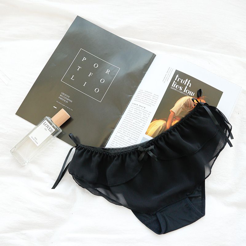 Abbigliamento da donna Mutandine in seta di ghiaccio traspiranti carine giapponesi con cinturini bifacciali per donna Slip in seta di ghiaccio in pizzo trasparente sexy a vita bassa_voghion.com