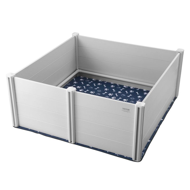 VEVOR Dog Whelping Box 59.8x59.8x24.0in PVC With Rails Pee Pad For Dogs Puppies_voghion.com