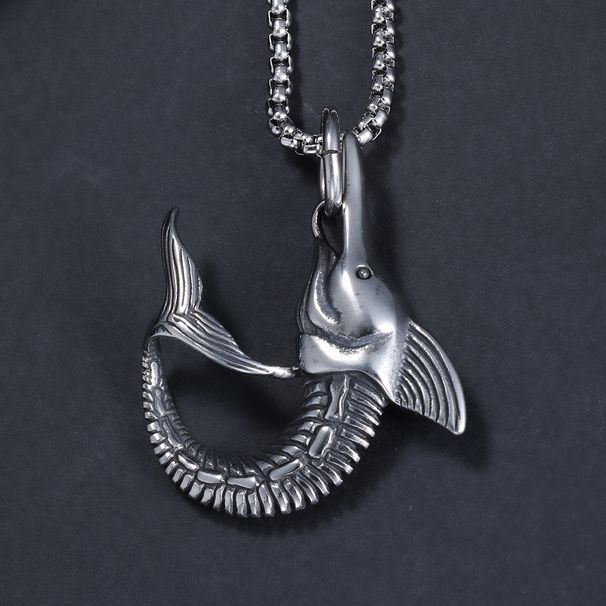 Nieuwe Noordse mythische haaivormige titanium stalen herenhangerketting_voghion.com