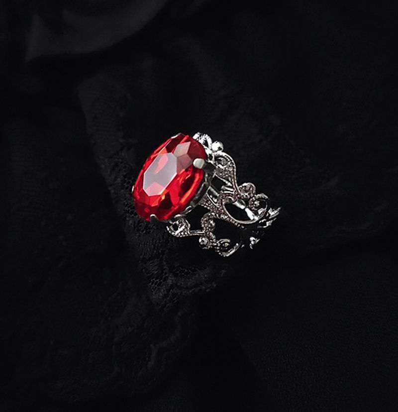 Ringe Gothic klassischer Kristall Cocktailring Barock offener Ring_voghion.com