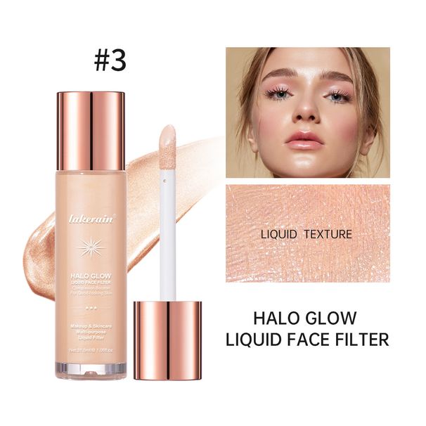 Υγρό φίλτρο Body Glow Shimmer Halo Glow - Αποκτήστε ένα φυσικό γυαλιστερό φινίρισμα με αυτό το ελαφρύ, αναμειγνύεται και μεταξένια απαλή κρέμα προσώπου Illuminator M_voghion.com