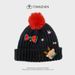 Designer brand temperament trend of women's wool versatile printing warm autumn and winter windproof Christmas knitted wool hat_voghion.com