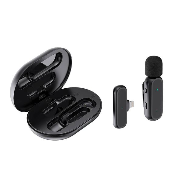 K61 Microphone cravate sans fil pour téléphone portable avec compartiment de chargement Radio en direct Affaires Divertissement Loisirs Mini microphone sans fil_voghion.com
