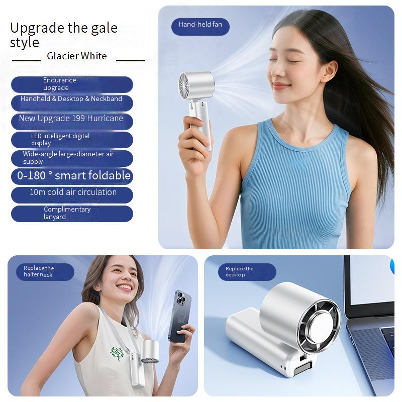 Semiconductor Cooling Handheld Fan - 3 Speed Strong Wind (5℃ Temperature Drop) USB/Type-C Dual Power For Study/Office​_voghion.com