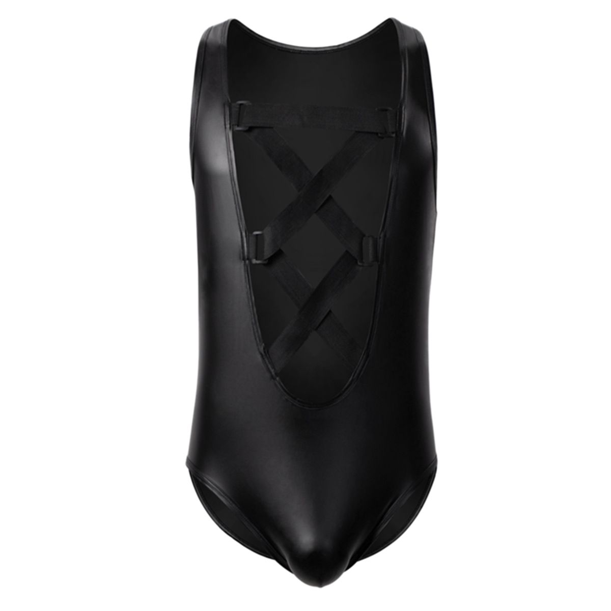 Lederweste, Body mit Leder-Patchwork und seitlichem Mesh-Einsatz, taillierte Shapewear mit Kreuzformung_voghion.com