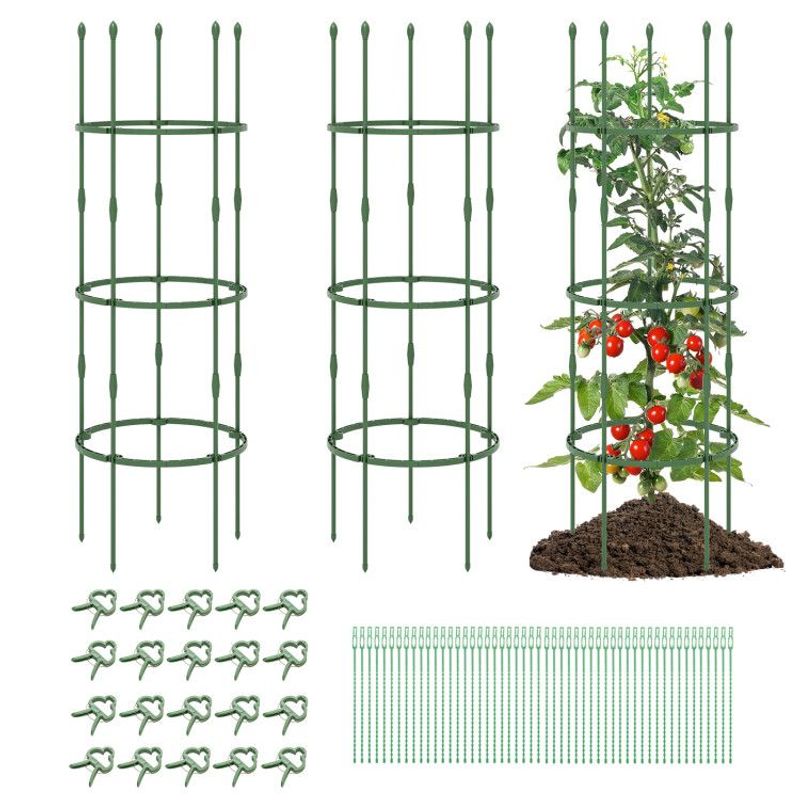 3-Pack Garden Trellis 40'/60' Tall Plant Support Stands With Clips And Ties_voghion.com