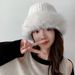 Women's Winter Korean Style Versatile Warm White Plush Fisherman Thickened Ear Protection Face Slimming Bucket Hat_voghion.com