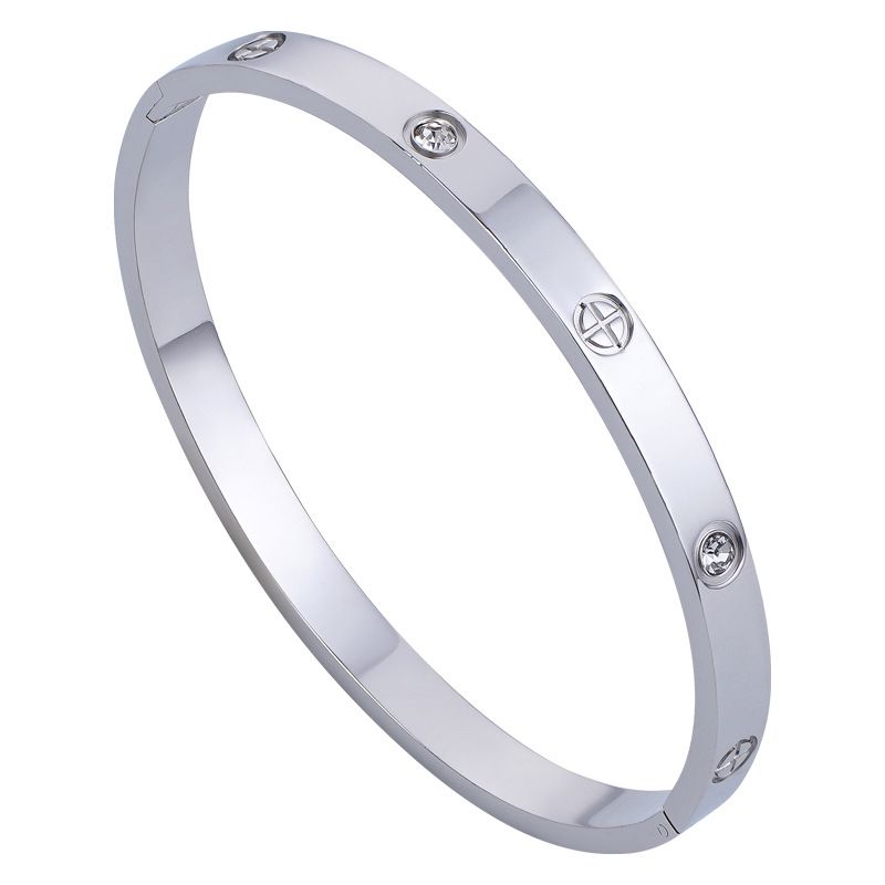 Bracciale in titanio, stile trendy, leggero, di lusso, in acciaio inossidabile, con una sola parola, a forma di croce e chiodo._voghion.com