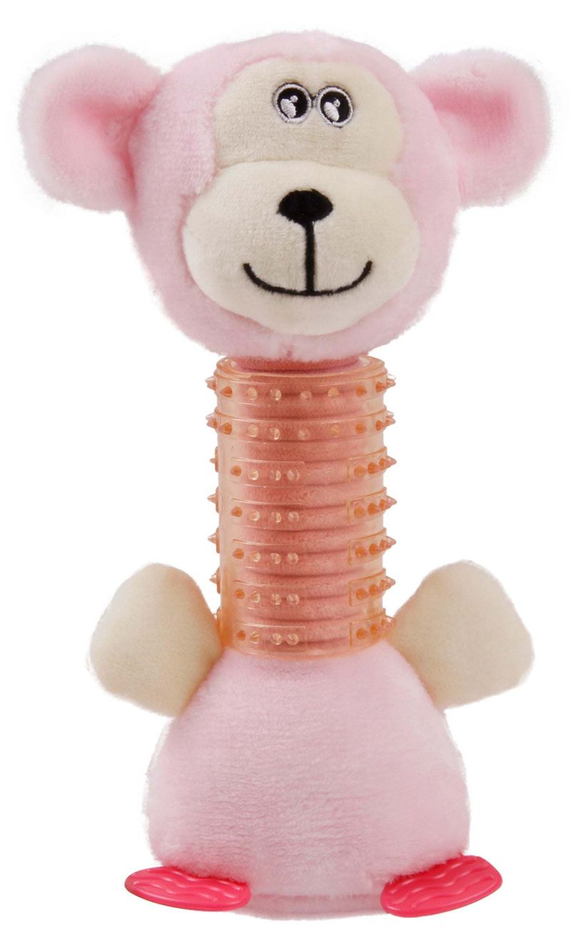 Pet Life Totty-Chew' Plush and Rubber Squeaking Newborn Teething Cat and Dog Toy_voghion.com