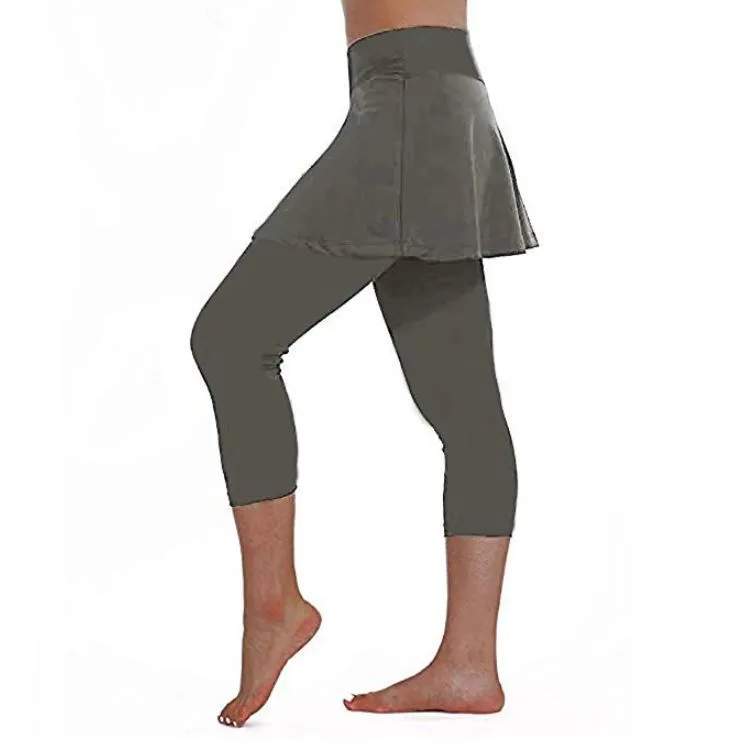 Divdaļīgas svārku bikses, slaidas, elastīgas jogas bikses sievietēm_voghion.com