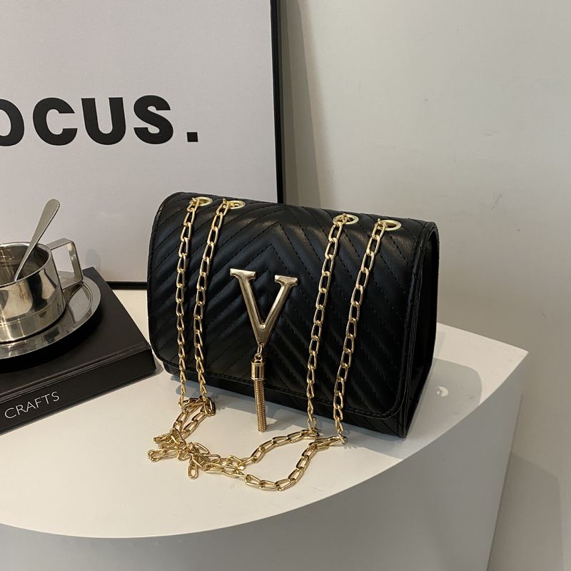 Sac à bandoulière tendance et polyvalent pour femme, nouveau, simple, haut de gamme, avec chaîne, design de lettres, niche tendance_voghion.com