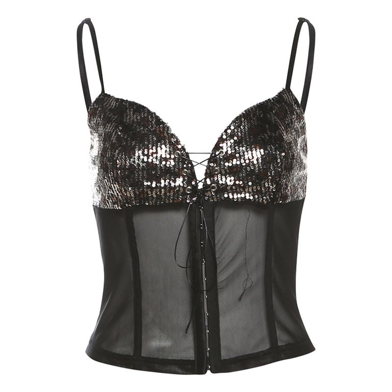 2025 Summer New Women's Clothing Sexy Leopard Print Contrast Color Stitching Small Vest Mesh Skirt_voghion.com