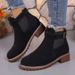 New Style Women's Martin Boots In Autumn And Winter, With Elastic Strap And Belt Buckle, Round Toe, Square Heel, Mid-calf Boots, Women's Shoes_voghion.com