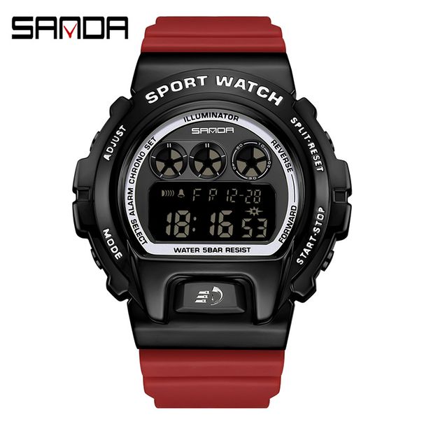 Digitale Sportuhr für Herren mit LED-Hintergrundbeleuchtung, 50 m wasserdicht, Stoppuhr, Alarm, Countdown-Timer, Unisex, Schwarz, Silber, Blau, Gold, Rot, Transparent, Grün_voghion.com
