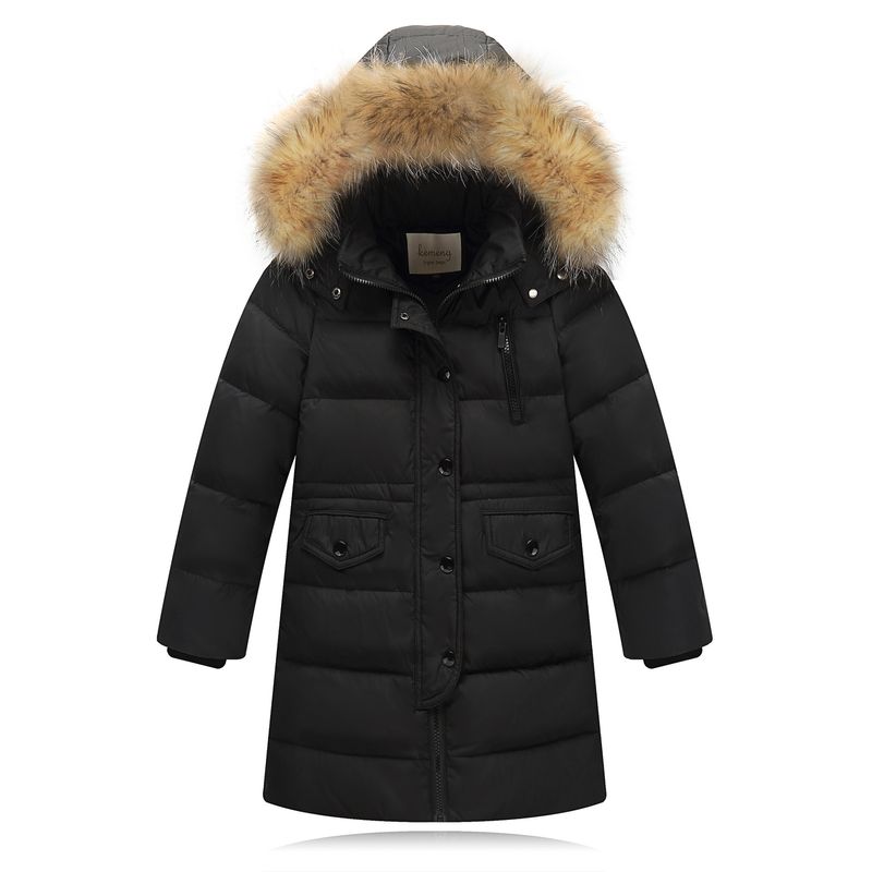 Children's Down Jacket Girls' Medium Length Thick Big Fur Collar Men's Big Children's Coat_voghion.com