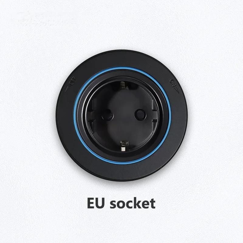 Schienensteckdose, Küchensteckdose, universeller, runder, abnehmbarer Standard-Adapterstecker, Steckdose mit USB, schwarz_voghion.com