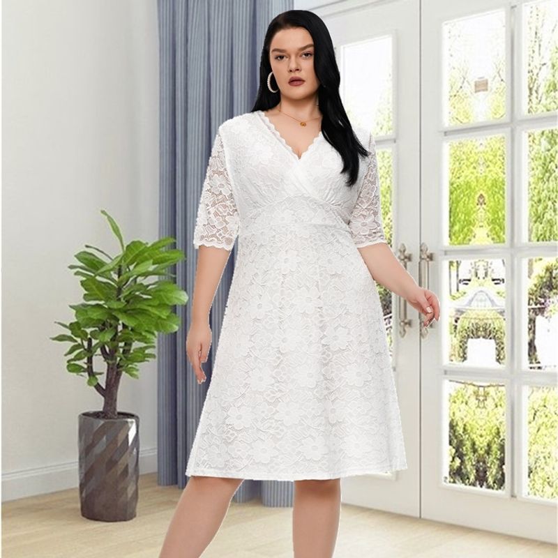 2023 Neues Abendkleid Kurze Spitze Plus Size Kleider_voghion.com