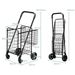 Folding Shopping Cart Portable Utility Cart Double Basket Grocery Utility Cart_voghion.com