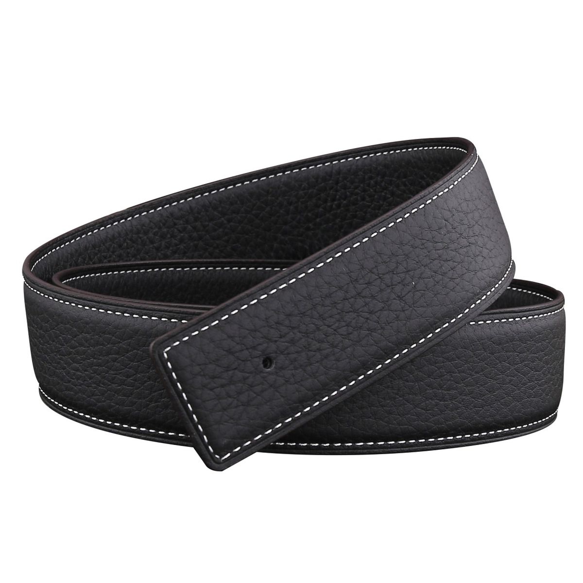 Men's And Women's Double-sided Original Lychee Grain Top Layer H Family Orange Yellow Earth Black Pure Cowhide Leather_voghion.com