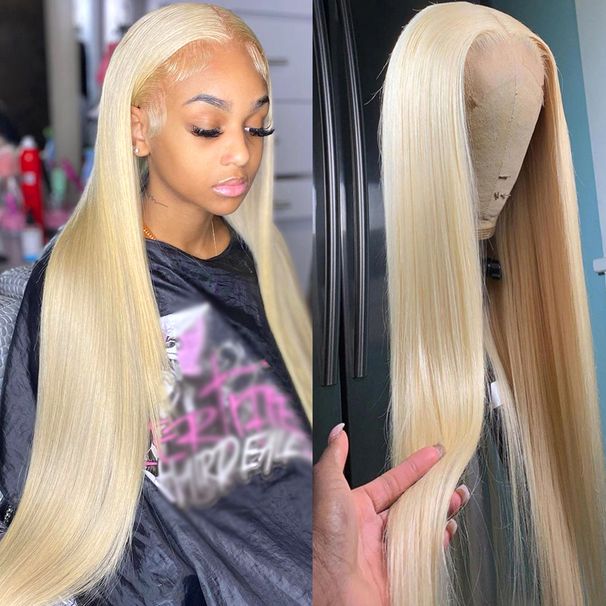 Bone Straight 13x4 Lace Front Wig 613 Honey Blonde Human Hair Wigs Brazilian 30 40 Incn Colored 13x6 Lace Frontal Wigs For Women_voghion.com