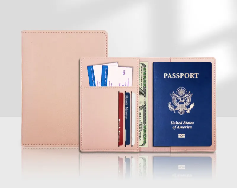 Étuis à cartes Protection de passeport multi-cartes en cuir Cet ensemble de porte-passeport de voyage en cuir PU Sac à passeport épais_voghion.com
