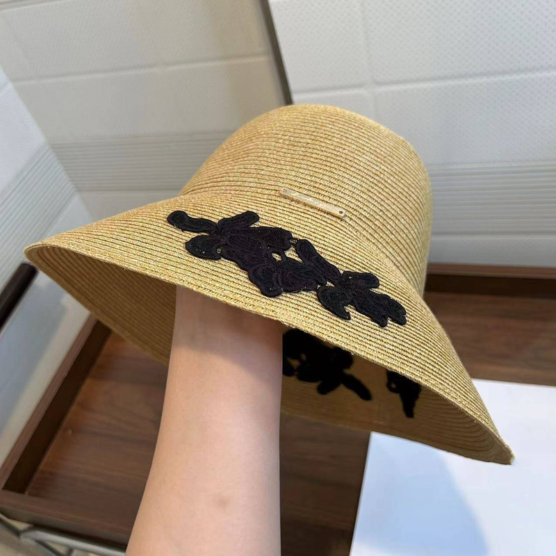Elegant Lace Sunshade Straw Hat Sunscreen Basin Hat Retro Outing Beach Hat Foldable Fisherman Hat_voghion.com