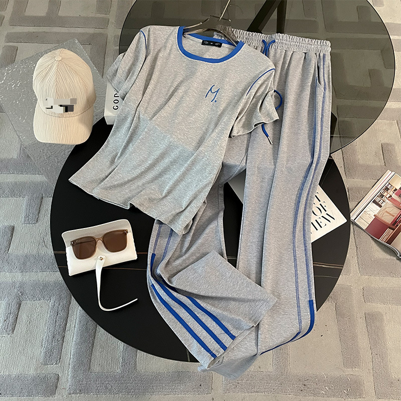 2025 Fashion Net Red Summer New Straight Pants Casual Suit Women Loose Thin Style Sportswear Two Piece Suit_voghion.com