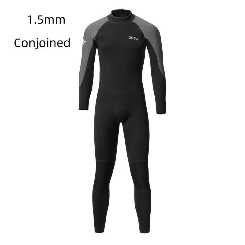 1,5-mm-Tauchanzug für Herren, langärmeliger einteiliger Tauchanzug für Herren, warmer und kältebeständiger Sommerbadeanzug, Surfanzug, Quallenanzug_voghion.com