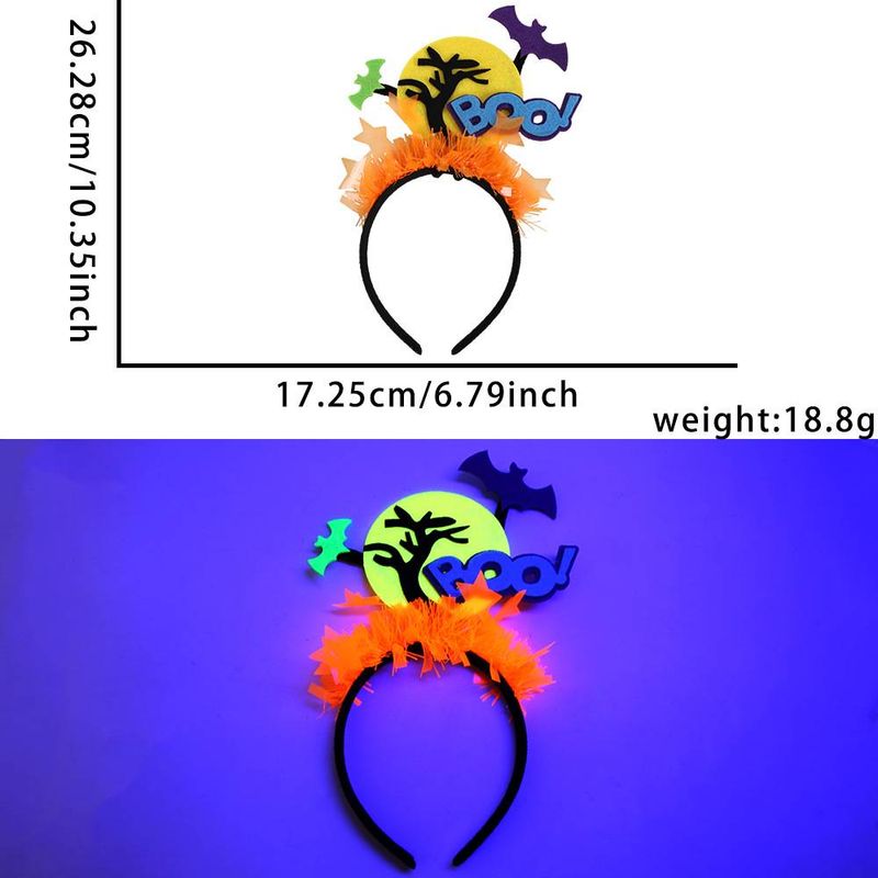Cerchietti fosforescenti per Halloween - Fermagli per capelli a forma di zucca e pipistrello arcobaleno neon, morbidi accessori per feste in tessuto non tessuto_voghion.com