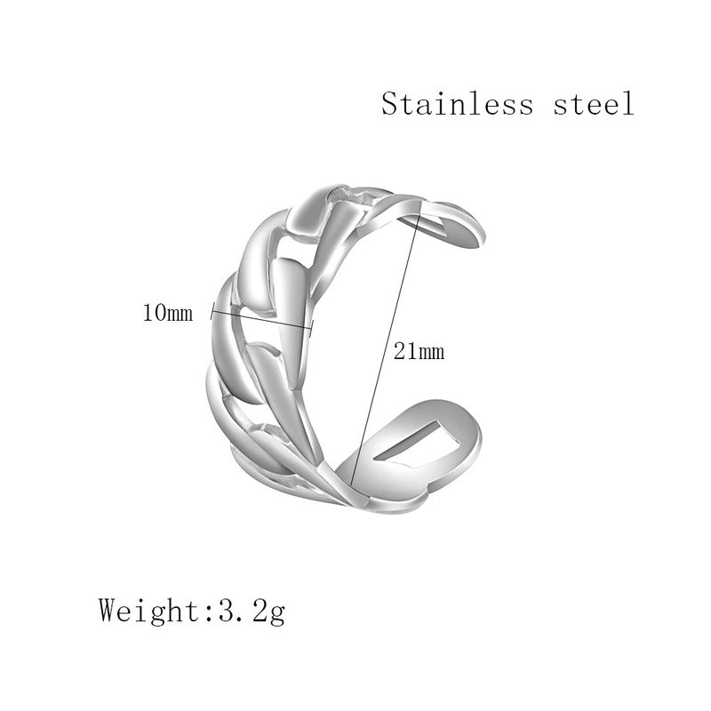 Nuovo design a catena cubana cava aperta per donna, anello semplice regolabile in acciaio al titanio_voghion.com