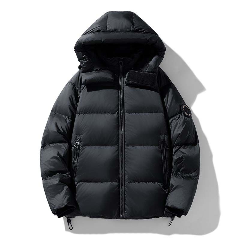 Men's Hooded Short Down Jacket With 90% White Duck Down, 700+ Fill Power Winter Coat, Windproof Casual Outerwear For Urban Style_voghion.com