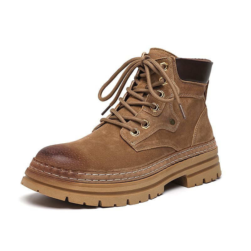 The Style Does Not Kick Badly. Medium-top Martin Boots, Tooling Shoes, High-top Cotton Shoes, Thickened Men._voghion.com