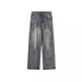 Men's Distressed Flare Jeans - Premium Washed Denim | 70s Retro Wide Leg Pants_voghion.com