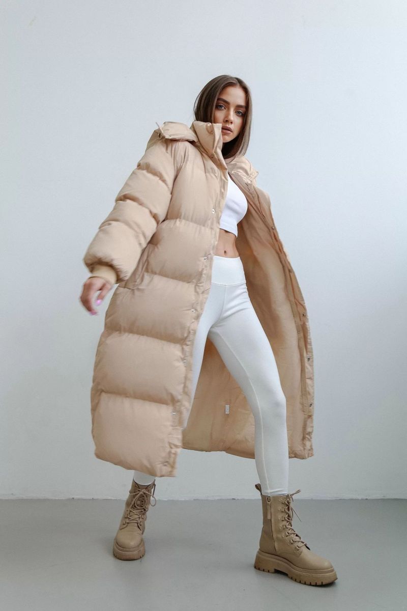 Lässige Damenmode, lange, lockere Kapuze, lange Ärmel, Reißverschluss, warme Weste, mit Baumwolle gepolsterte Kleidung_voghion.com