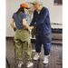 Farbkontrast-Patchwork-Overalls, Herren-Taschen-Hosenträger, lässige Denim-Hosen_voghion.com